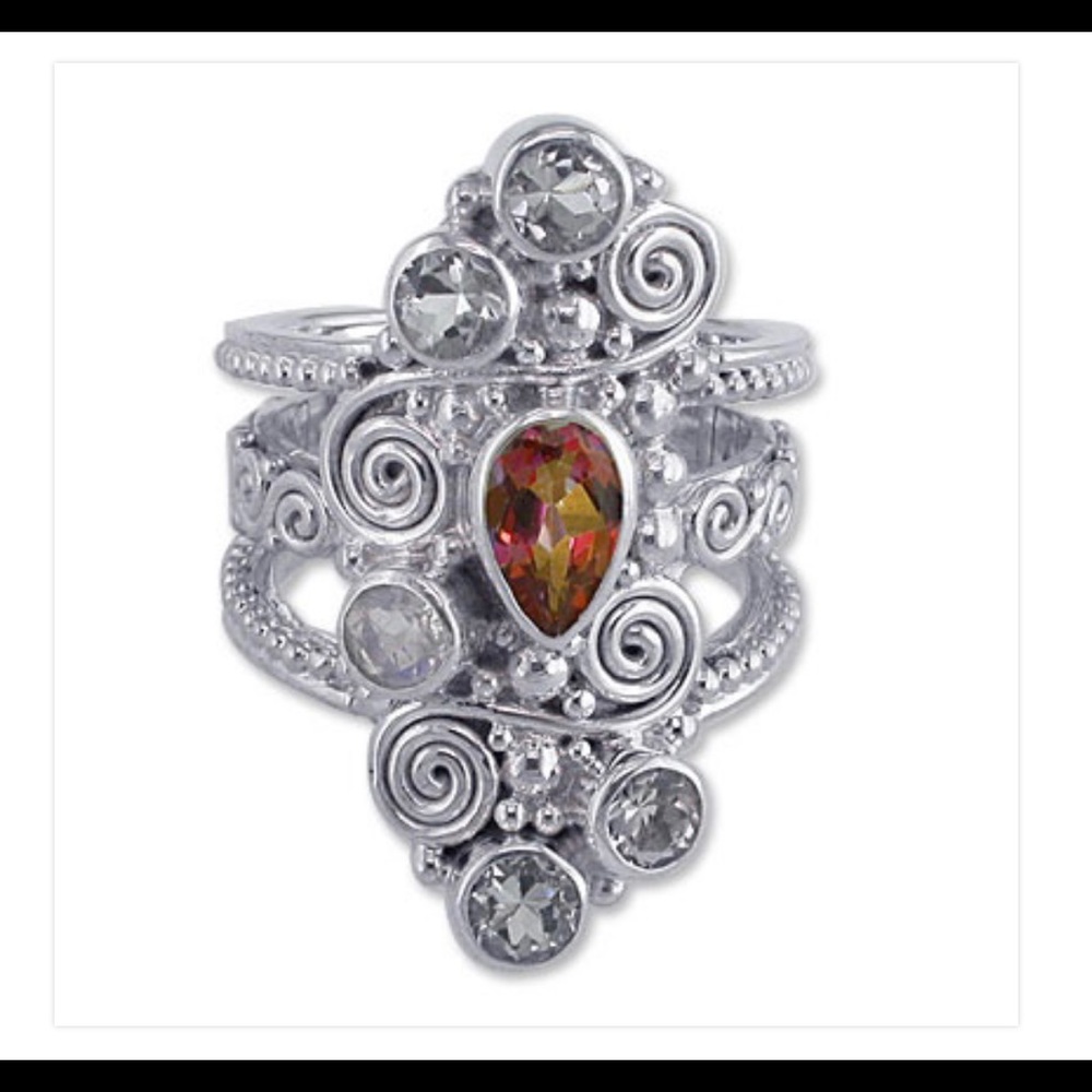 SAJEN-Twilight Topaz,White Topaz, & Moonstone Ring